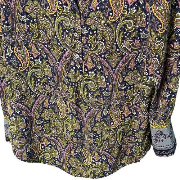 LOFT Women’s Border Paisley Henley Top Size Medium - Picture 5 of 9